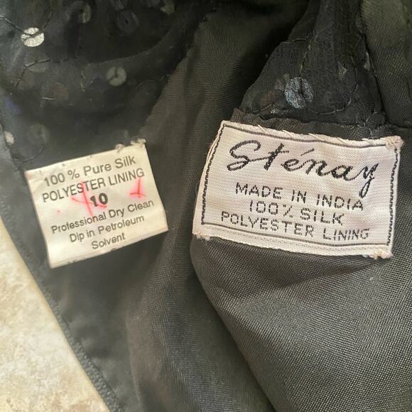 Stenay Silk Vintage Sequin Black Short Dress size 10 - Picture 12 of 15